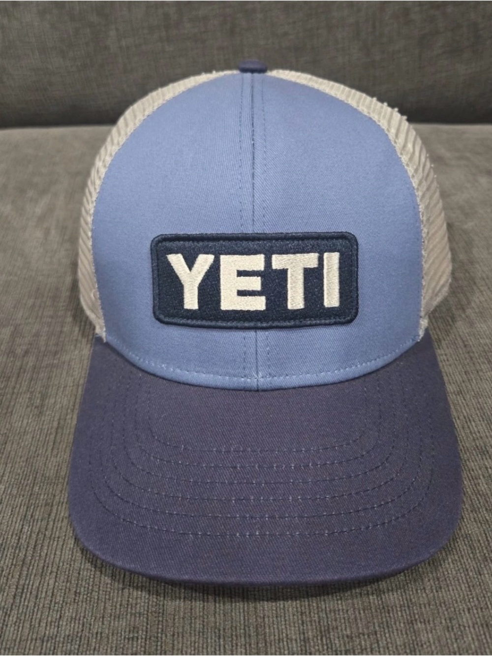 NEW Yeti NWT American Logo Badge MTP Blue Mesh Snapback Blue Trucker Hat